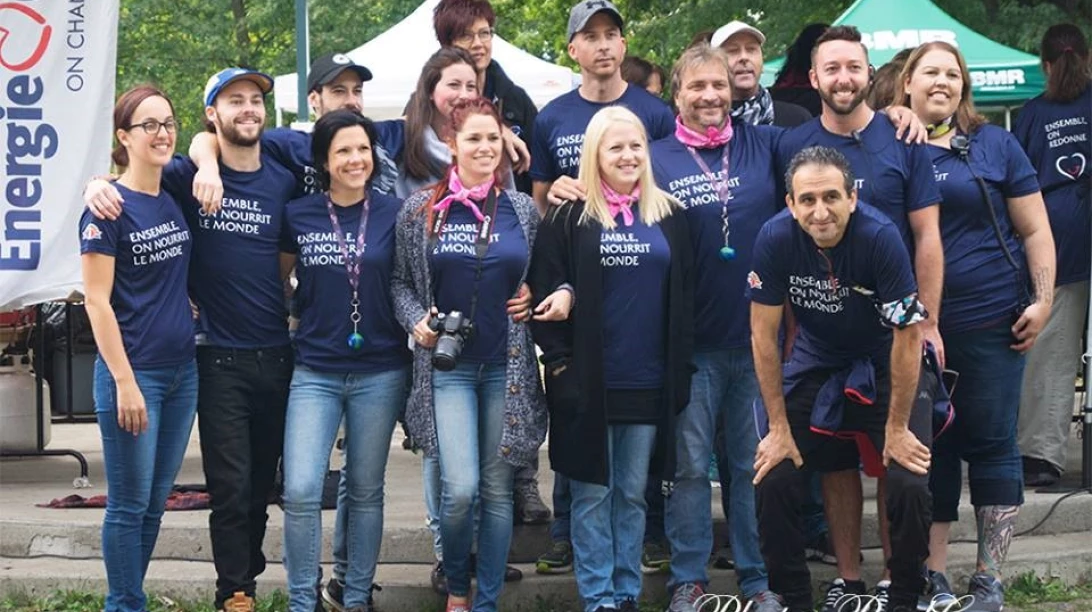 Photo de l’équipe des bénévoles d’Olymel à Yamachiche présents pour la marche.