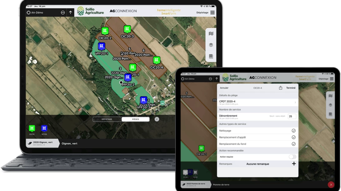 Saisie d'écran de l'outil Ferme intelligente l'application AgConnexion.