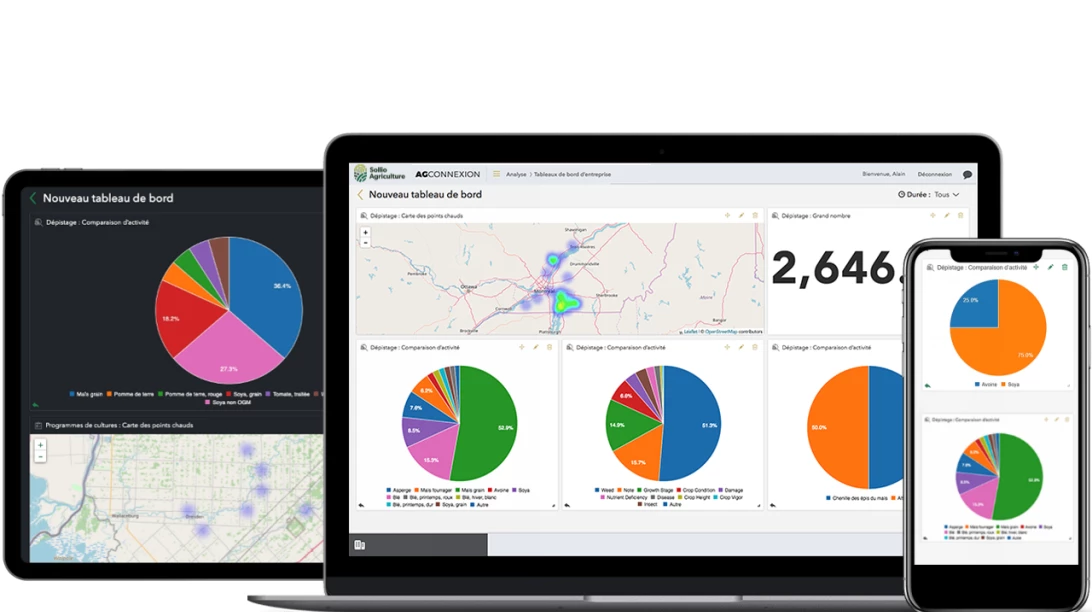 Saisie d'écran de Tableau de bord de dépistage dans l'application AgConnexion.