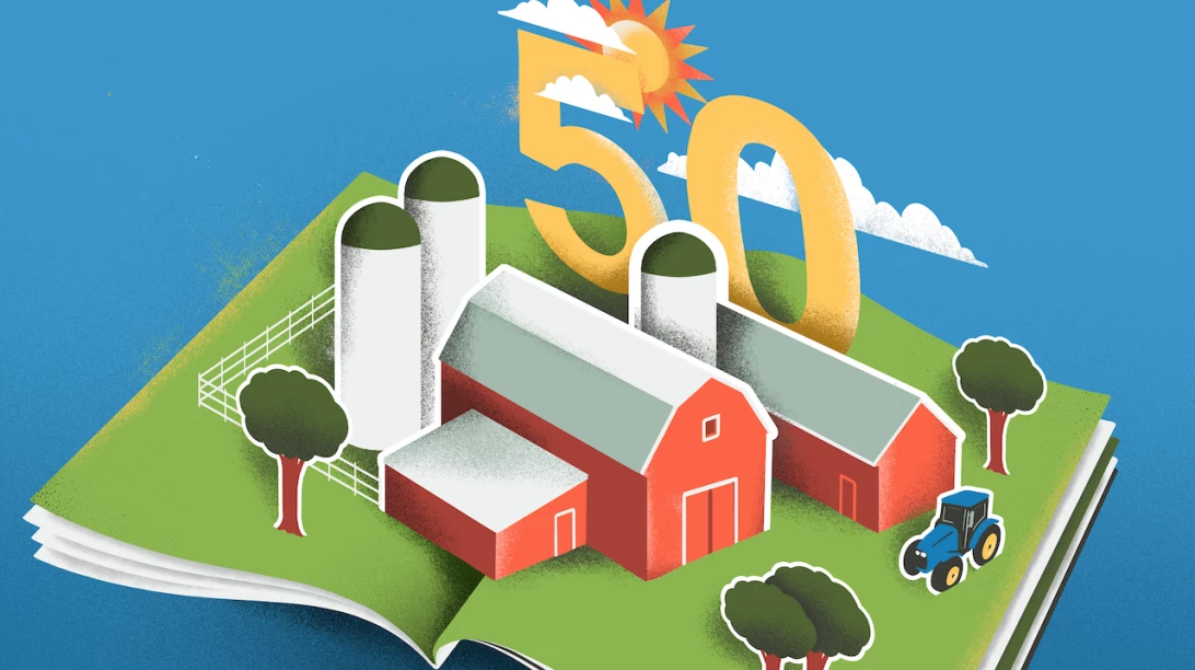 Ferme émergeant d'une revue Coopérateur