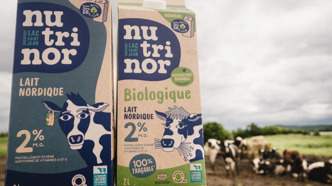 Nouveau visuel des pintes de lait de Nutrinor.