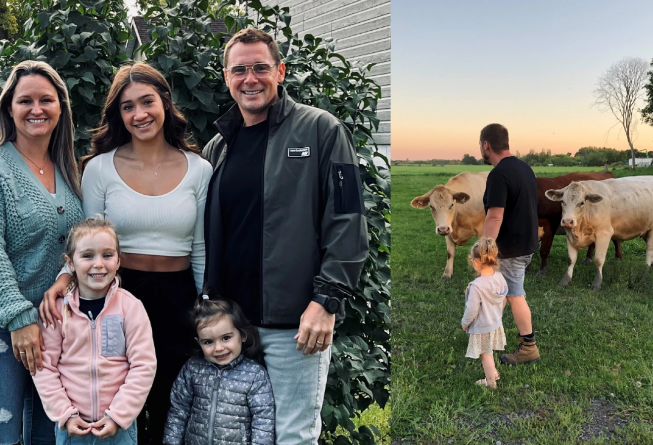 Photo de famille de Caroline Lépicier et des boeufs
