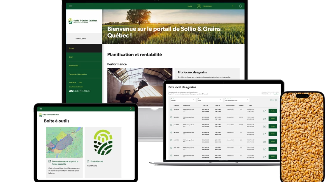 Saisie d'écran AgConnexion | Portail Grains.