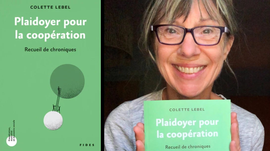 Couverture du livre de Colette Lebel et celle-ci avec son recueil de chroniques