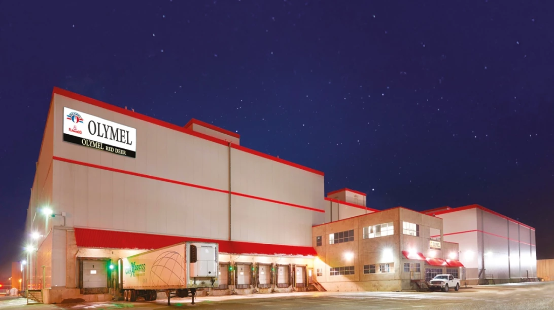 Extérieur de l'abattoir d'Olymel à Red Deer