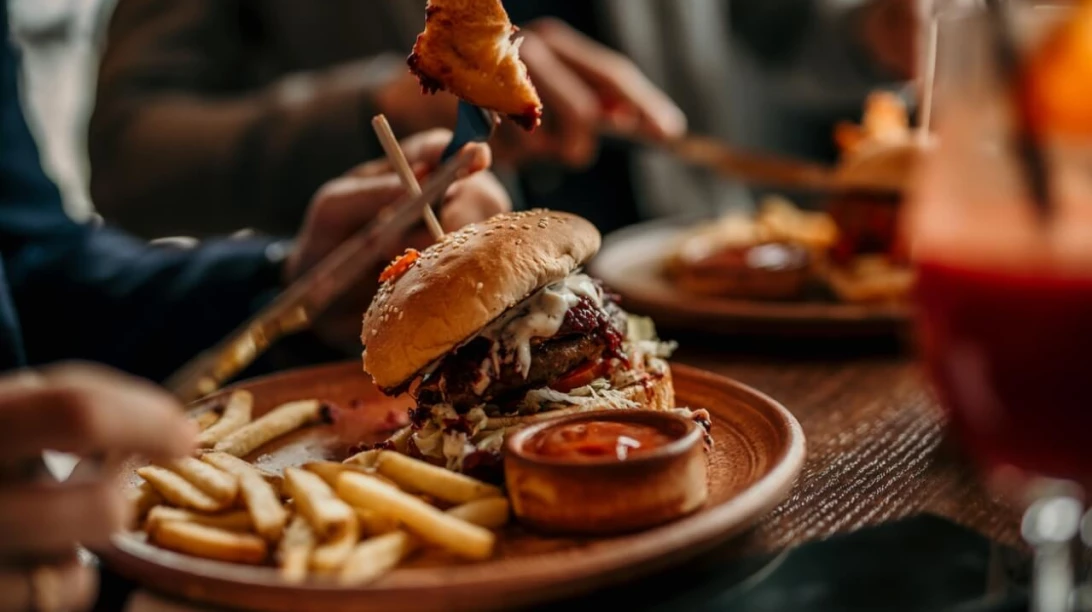 Hamburger dans un restaurant