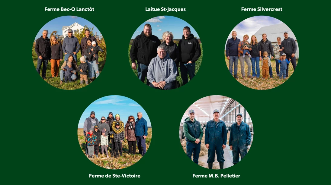 Bannière avec les 5 finalistes du Prix relève Sollio 2025-2026