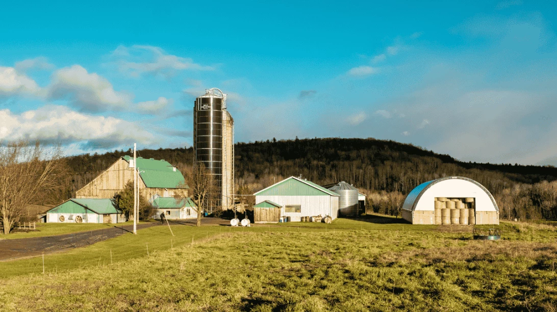 Le paysage d'une ferme en automne