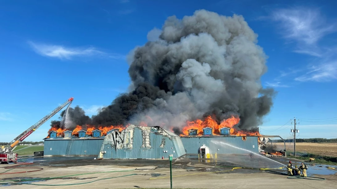 Incendie au centre d'engrais de Louiseville