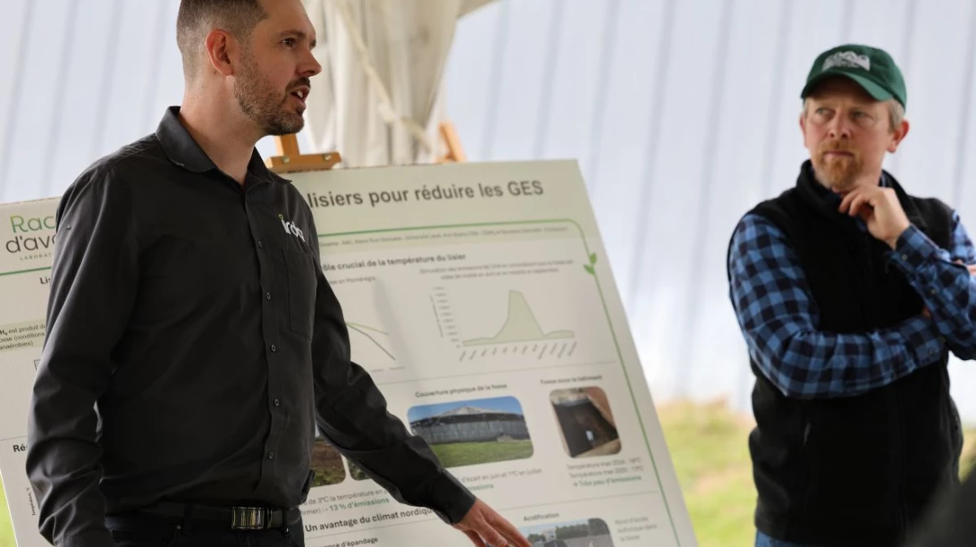 Patrick Brassard, de l’Institut de recherche et de développement en agroenvironnement (IRDA), et Sylvestre Delmotte, agr., du Conseil pour le développement de l’agriculture du Québec (CDAQ)