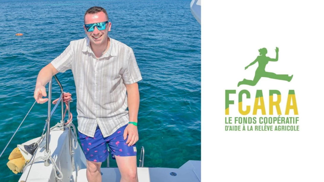 William Dubé avec le logo du FCARA