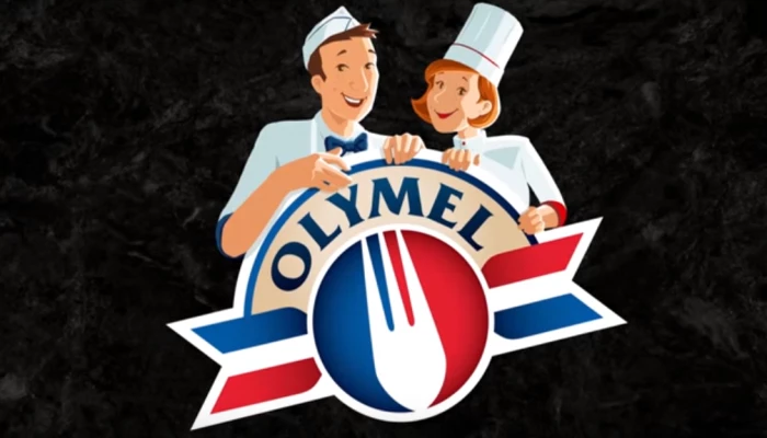 Oly et Mel tenant le logo d'Olymel.