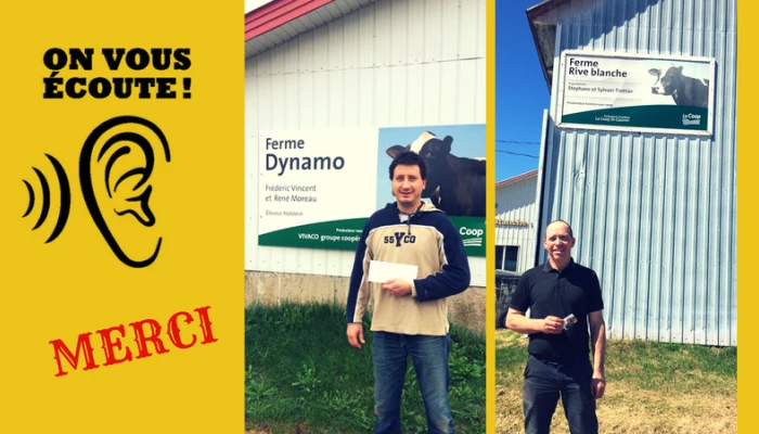 Les deux gagnants de cartes cadeaux BMR ayant répondu au sondage.