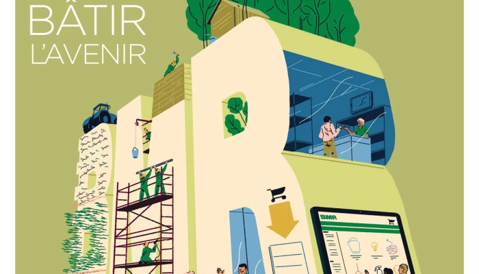 Dessin fantaisiste d'un magasin BMR.
