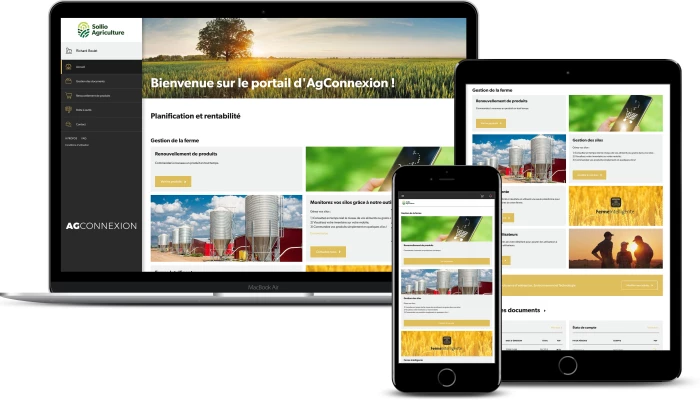 Saisie d'écran du portail de l'application AgConnexion.