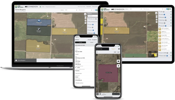 Saisie d'écran de l'outil Ferme intelligente dans l'application AgConnexion.
