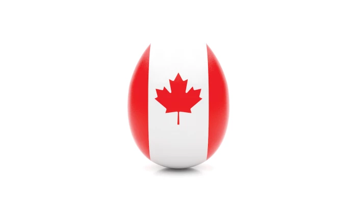 Oeuf au motif du drapeau du Canada.