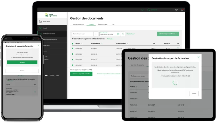 Saisie d'écran de l'AgConnexion, outil Gestion des documents.