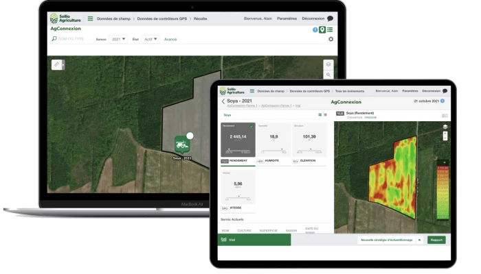 Saisie d'écran de l'AgConnexion, module Ferme intelligente.