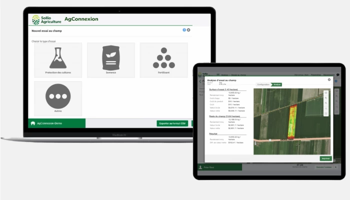 Saisie d'écran de l'AgConnexion, module Ferme intelligente.