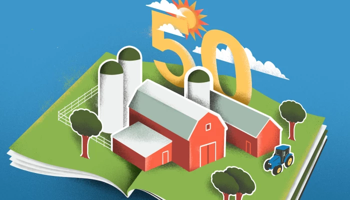 Ferme émergeant d'une revue Coopérateur