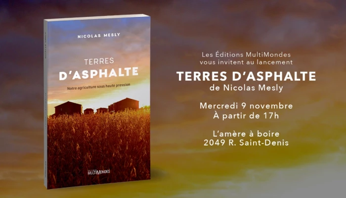 Invitation au lancement du livre de Nicolas Mesly.