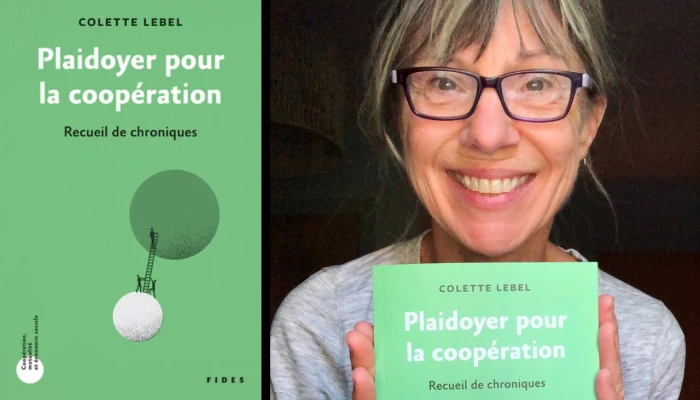 Couverture du livre de Colette Lebel et celle-ci avec son recueil de chroniques