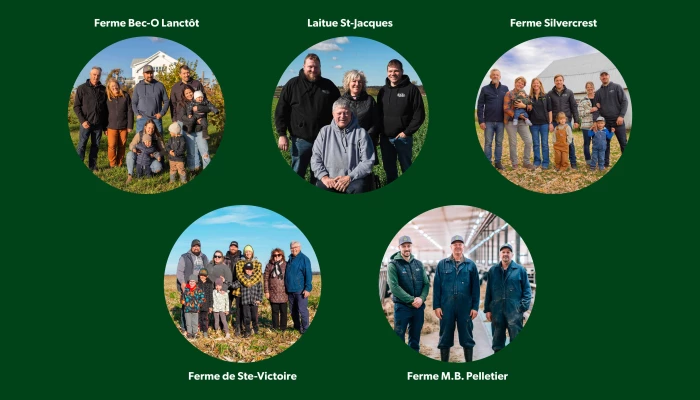 Bannière avec les 5 finalistes du Prix relève Sollio 2025-2026