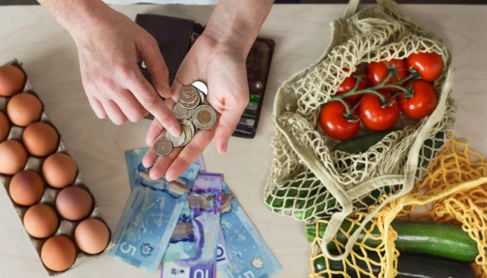Une personne compte son argent après avoir acheter de la nourriture