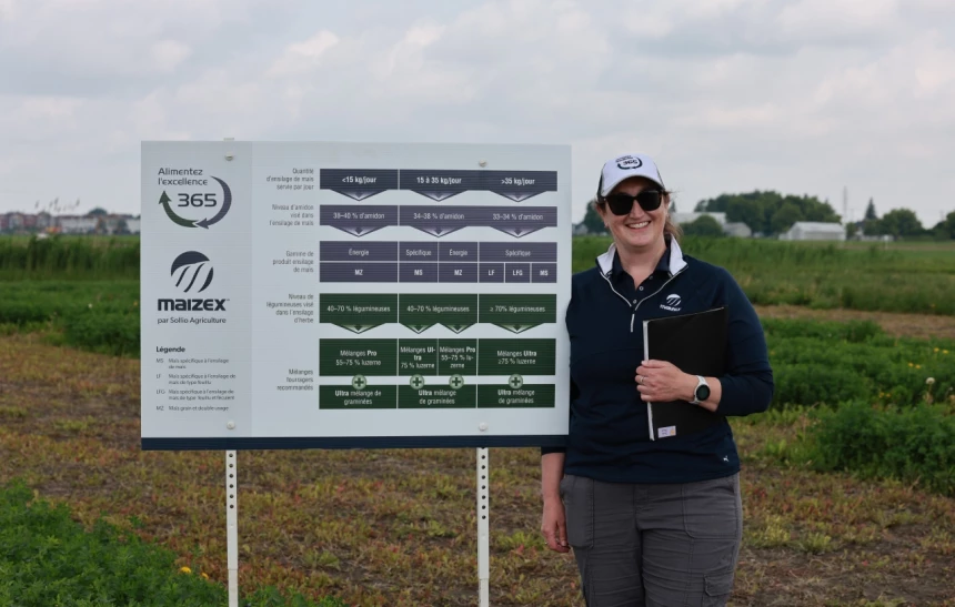 Lyne Beaumont présente l'affiche Alimentez l'excellence 365 de Maizex.