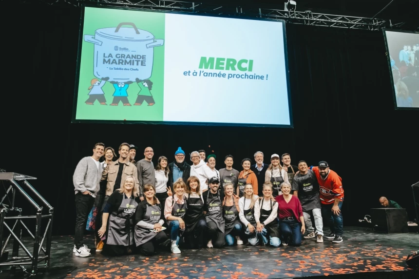 Pour soutenir les participants, plusieurs personnalités publiques passaient de table en table, notamment Emmanuel Bilodeau, Chantal Fontaine, Annie Brocoli, Frédéric Plante et Bruny Surin, remplaçant les sacs d’ingrédients vides et libérant l’espace des boîtes remplies de sachets prêts.