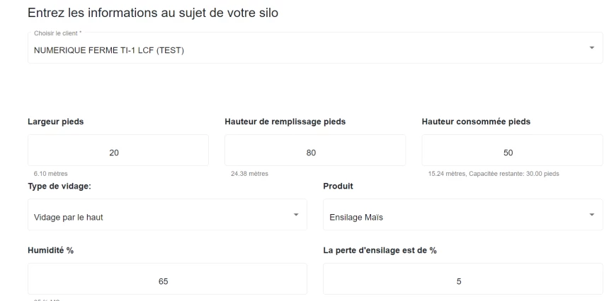 Capture d'écran de la calcultrice AgConnexion