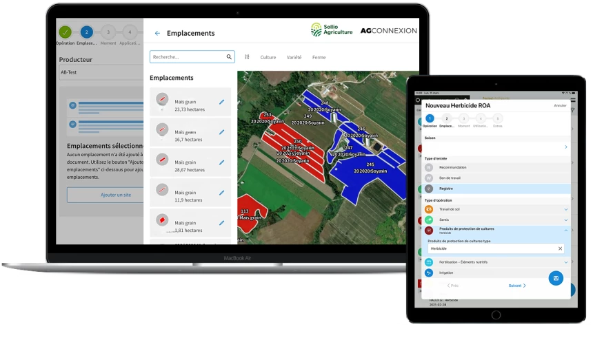Saisie d'écran du Carnet de champs d'AgConnexion