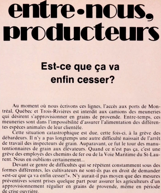 Extrait d'un article du Coopérateur datant de 1975.