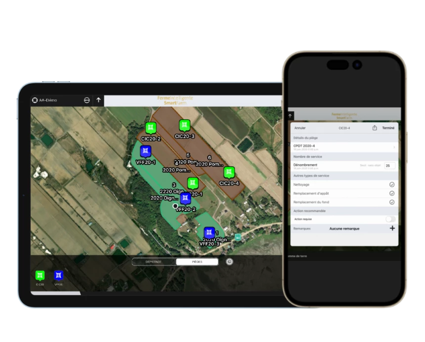 Démonstration du carnet de champs numériques dans l'application AgConnexion.
