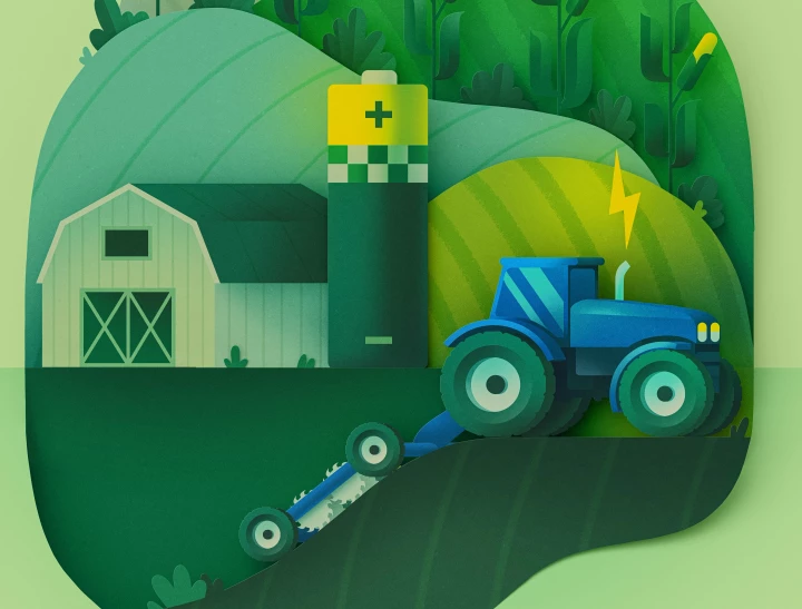 Illustration d'un tracteur électrique avec une pile silo