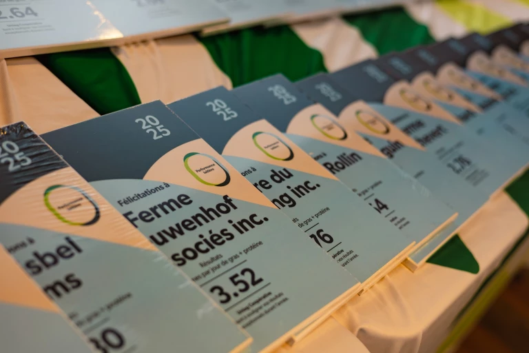 Affichette des gagnants du concours Performance laitière 2025 d'Uniag Coopérative