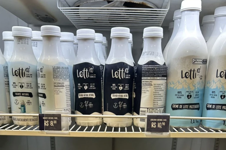 Présentoir de lait de la ferme Letti A2