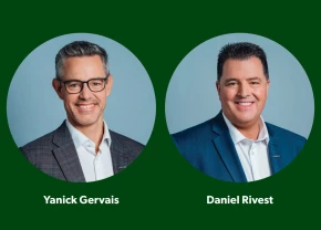 Deux pastilles montrant Yanick Gervais et Daniel Rivest