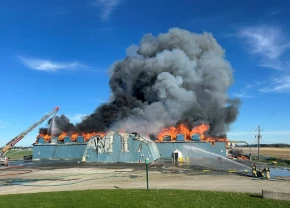 Incendie au centre d'engrais de Louiseville