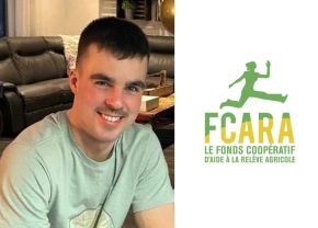 Charles Hudon de la Ferme de l'Anse avec le logo du FCARA