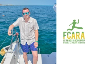 William Dubé avec le logo du FCARA